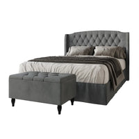 2 Piece Bedroom Set in Luxurious Velvet Wingback Panel Upholstered Bed queen