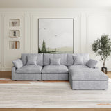 Living Room Modern Cloud Couch Down Filled L-Shaped 3Seater Couch with Ottoman