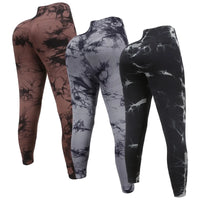 3 Piece Workout Leggings Sets for Women High Waisted Tie Dye Gym Scrunch Butt Lifting Seamless Yoga