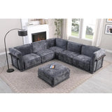 Modular Fabric Sofa Set with Corner Module and Independent Sections