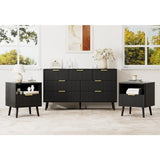 Black Dresser and Nightstand Set for Bedroom, Modern 3 Pieces Bedroom Furniture Set