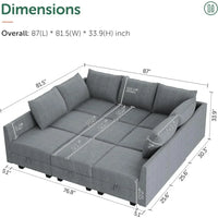 Couch Living Room Sofa with Storage Seat Reversible, Oversized Sleeper Sectional Sofas Set, Modular Sectional Sleeper