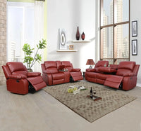 Leather Recliner Sofa Set, Leather Reclining Sofa Set for Living Room Furniture Sets,Beige Recliner Couch Set