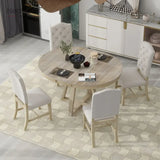Dining Set, Round Table with a 16"W Leaf and 4 Upholstered Chairs for Dining Room and Living Room