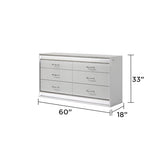 White Wood Queen Bedroom Set with LED Headboard, Modern Glam Design