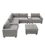 L-shaped/ U-shaped Tufted Sofa with Storage Consoles, Couch Set for Living Room