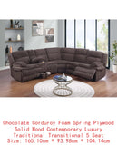 Chocolate Faux Fur U-Shaped Sectional Sofa with Console Cup Holder & Storage Drawer, Motion Reclining