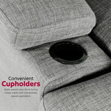 sofa bed with storage and cup holder in a luxurious living room, gray