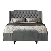 2 Piece Bedroom Set in Luxurious Velvet Wingback Panel Upholstered Bed queen