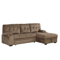 Upholstered Sofa Bed Sleeper Sectional Sofa with Storage Chaise and Cup Holder for Living Room Furniture Set