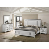 Wood Bedroom Set with Shiplap Panel King Bed, Dresser, Mirror