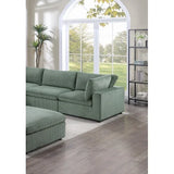 Sectional Set Corduroy Upholstery Couch 3x Corner wedge, 2x Armless Chairs 1x Ottoman Living Room Furniture