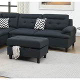 Black sofa, linen sofa lounge chair, footstool with storage function