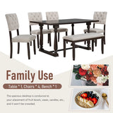 Dining Table and Chair Set with Special-shaped Legs  Seat Backs&Cushions for Dining Room Gary