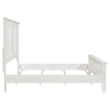 Cream White Beach King Wood Panel Bed Frame