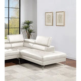 White Color Sectional Couch 2pc Set Living Room Furniture Faux Leather Right Facing Chaise