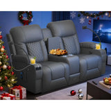 Loveseat Recliner Sofa, Home Theater Seating with Center Console, Reclining Loveseat RV Couch with USB