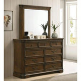 Wooden Panel Bed Set with Dresser, Mirror & Nightstands