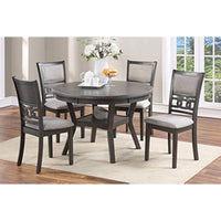 Dining 5pc Set Round Table w 4X Side Chairs Grey  For dining room, living room