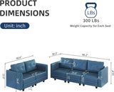 Sectional Sofa Set Convertible Loveseat and Chaise Couch Sleeper with Storage Seats for Living Room