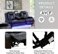 Leather Recliner Sofa Set with LED Lights, Living Room Furniture, Reclining Sofa, loveseat, Chair
