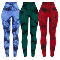 3 Piece Workout Leggings Sets for Women High Waisted Tie Dye Gym Scrunch Butt Lifting Seamless Yoga