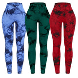 3 Piece Workout Leggings Sets for Women High Waisted Tie Dye Gym Scrunch Butt Lifting Seamless Yoga