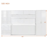 Full Size Murphy Bed Wall Bed with Closet , Drawers