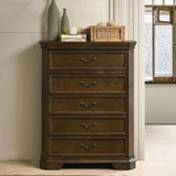 Wood Panel 5-Piece King Bed Set with Dresser, Mirror, Nightstand, and Chest