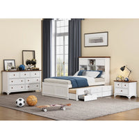 3 Pieces Wooden Captain Bedroom Set Full Bed with Trundle,Nightstand and Dresser