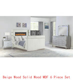 Modern 4-Piece King Bedroom Set with Fireplace Headboard and TV Stand Footboard