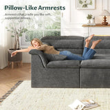 Sectional Couch with Ottoman Modern Upholstered Compressed Sofa Deep Seat, Comfy U-Shape Corduroy Couches