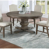 5pc Dining Set Round Table 4x Side Chairs ,Table nailhead Trim Upholstered Cushion Dining Room Furniture