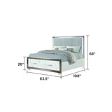 5-Piece Bedroom Set with Storage Footboard, Dresser, Mirror, Nightstand, and Chest in White Marble Finish