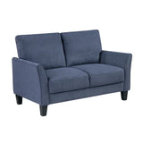 sofa set, blue soft cushion sofa, couple's chair, plush seat, solid wood living room furniture