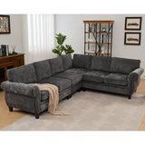 decoration and rolled armrests, living room L-shaped sofa, corner sofa, dark Gary