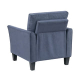 sofa set, blue soft cushion sofa, couple's chair, plush seat, solid wood living room furniture
