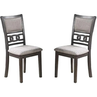 Dining 5pc Set Round Table w 4X Side Chairs Grey  For dining room, living room