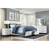 California King Platform Bed with Storage Drawers, Wooden Bedroom Furniture, 1 Piece, Stylish