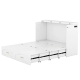 Murphy Bed Wall Bed with drawer and a set of Sockets & USB Ports, Pulley Structure Design, Multi-function