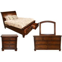 Queen 4 Piece Bedroom Set Made With Wood in Dark Walnut，For Bedoom