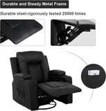 Recliner Chair Set, Leather Recliner Living Room Furniture Sets, Recliner Sofa Loveseat (Black,Living Room Set 3+2+1)