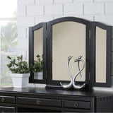 Bedroom Contemporary Vanity Set w Foldable Mirror Stool Drawers