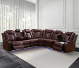 Power Recliner Sofa Sectional Couches with LED Light for Living Room,Leather Reclining