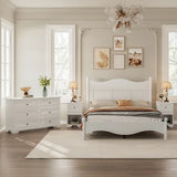 Style Bedroom Sets, Queen Size Platform Bed Storage Nightstand and Dresser with Metal Handle, White