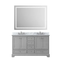Gray Solid Wood Bathroom Vanity Set with Carrara White Natural Marble,Three Hole Faucet