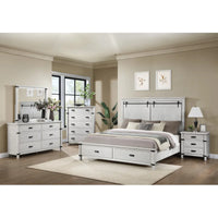 Modern Style 5 Pc Queen Bedroom Set Made with Wood in Antique White