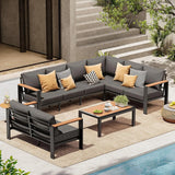 Aluminum Outdoor Patio Furniture Set 8 Seats, Outdoor Sectional Corner Sofa, Patio