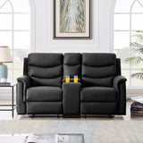 Manual Recliner Sofa Living Room Set Upholstered Faux Leather 3-seater and Loveseat Couch with Storage