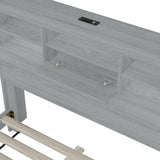 4-Pieces Bedroom Sets Queen Size Vintage Wooden Bed Frame with 2 Nightstands and 1 Dresser